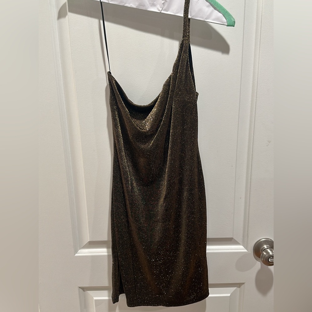 Sparkly gold one shoulder dress